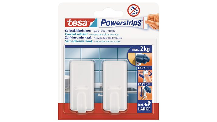 TESA 58010-00044-20 gancio di stoccaggio domestico Interno Gancio universale Bianco 2 pz