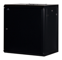 Rockstable 12 HE 19 Wandschrank in Schwarz - Wandmontiertes Regal - 12U - 60 kg - Sperrschloss - Verstellbare Fe - Schwarz