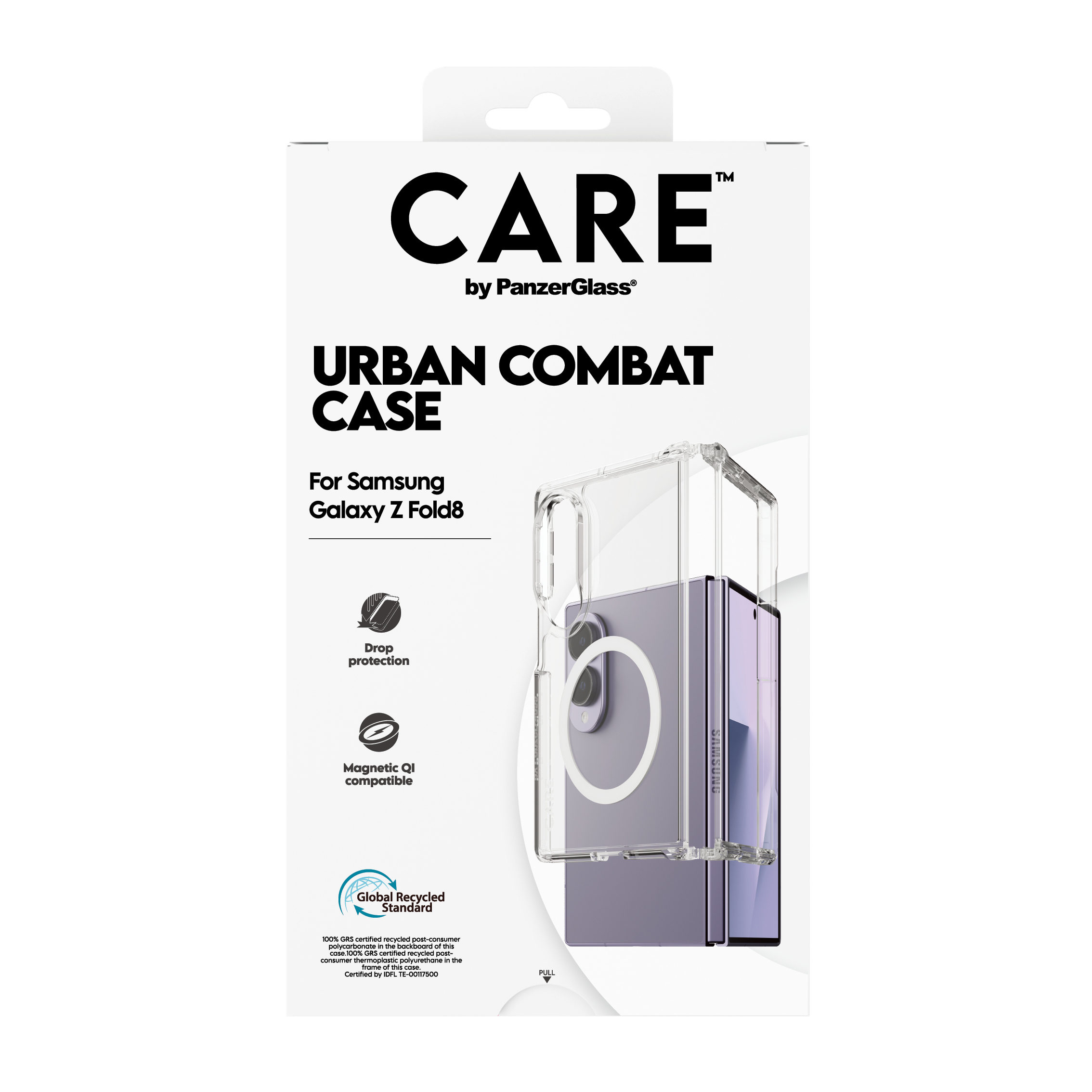PanzerGlass CARE by � Urban Combat Case Transparent w. White Qi Samsung Fold8 funda para tel�fono m�vil Transparente