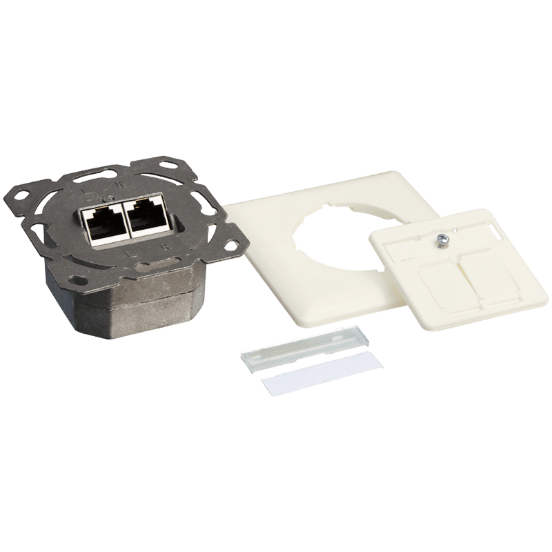 DSIT Dose Unterputz Cat. 6/ Class E zweifach, geschirmt, 2 x RJ45 Elfenbein