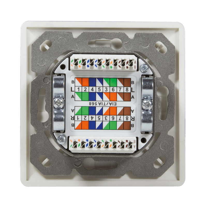 DSIT Dose Unterputz Cat. 6/ Class E zweifach, geschirmt, 2 x RJ45 Elfenbein