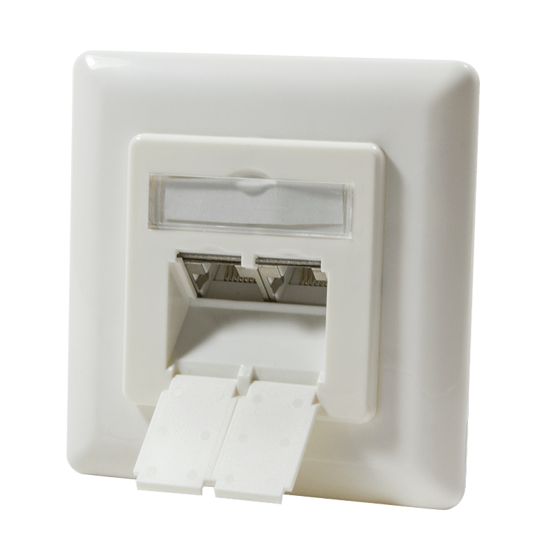 DSIT Dose Unterputz Cat. 6/ Class E zweifach, geschirmt, 2 x RJ45 Elfenbein
