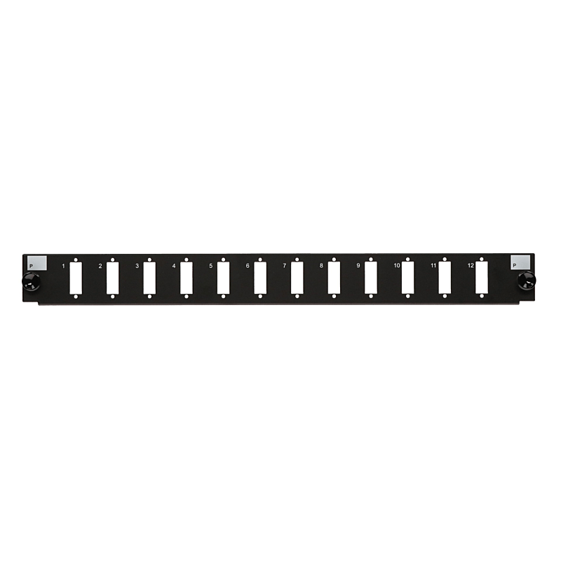 DSIT Frontplatte LC/SC 12-Port schwarz Quad/Duplex, geeignet f�r universelle Glasfaserablage