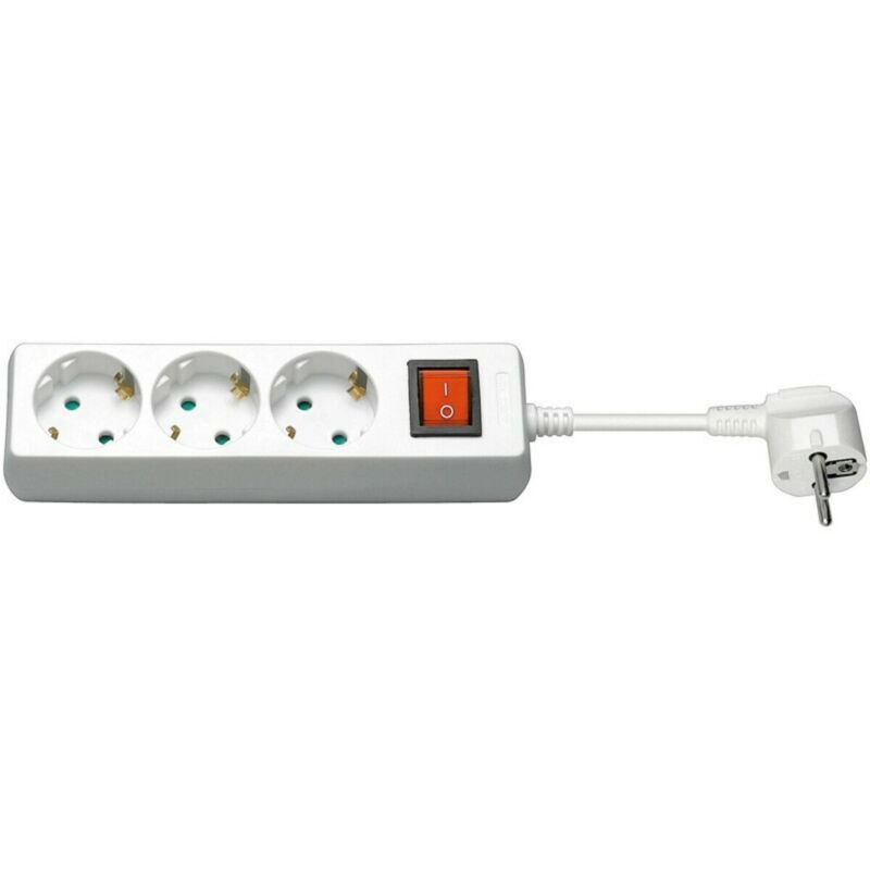 DSIT Steckdosenleiste mit Schalter - 3x Schutzkontakt - Wei�- 3 Meter