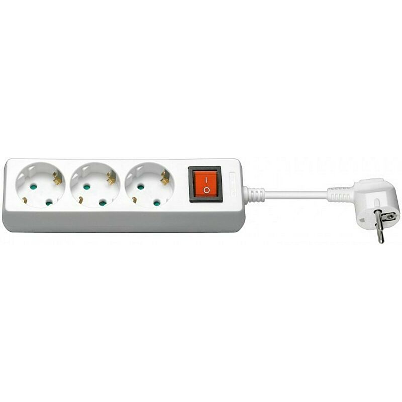 DSIT Steckdosenleiste mit Schalter - 3x Schutzkontakt - Wei� - 1,5 Meter