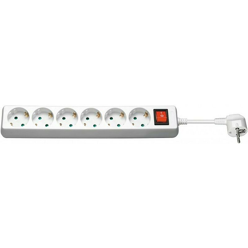 DSIT Steckdosenleiste mit Schalter - 6x Schutzkontakt - Wei� - 1,5 Meter