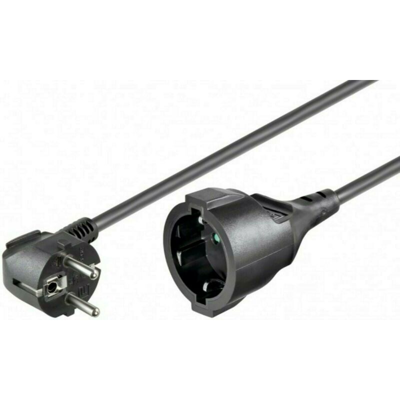 DSIT Stromkabel mit Schukostecker und Schukobuchse Schwarz 5 Meter
