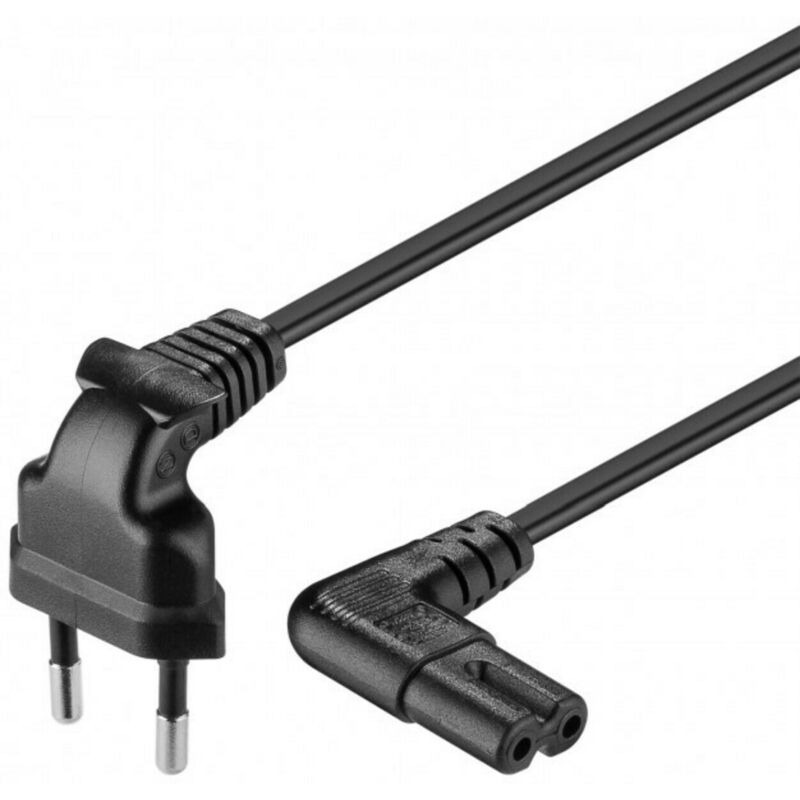 DSIT Stromkabel mit gewinkeltem Eurostecker und gewinkeltem Ger�tebuchse C7 Schwarz - 1,5 Meter