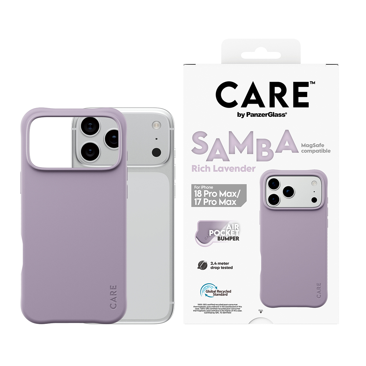 PanzerGlass CARE by � Samba Case Rich Lavender w. White MagSafe iPhone 2026 Pro Max | 17 Pro Max coque de protection pour t�l�phones portables Housse Violet