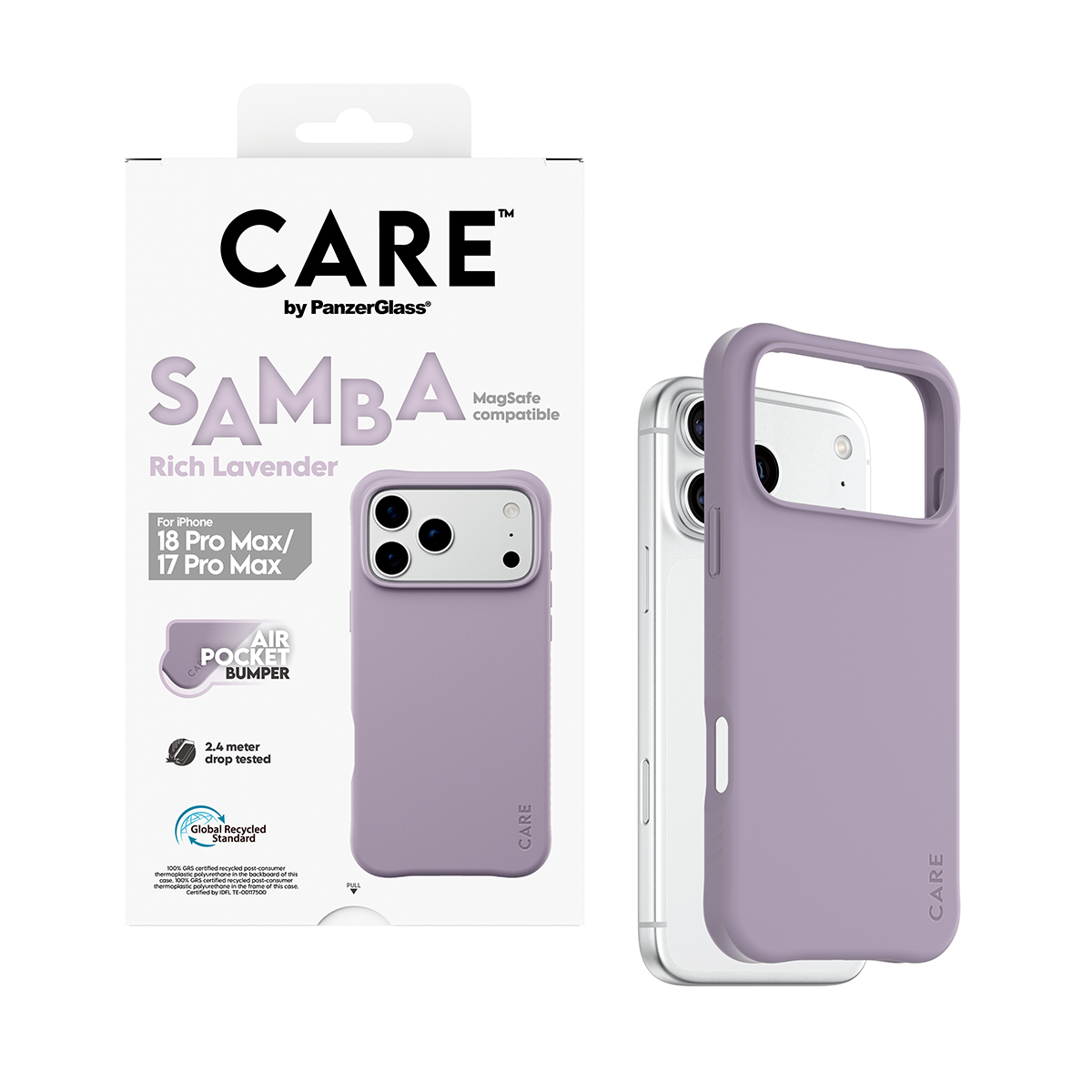 PanzerGlass CARE by � Samba Case Rich Lavender w. White MagSafe iPhone 2026 Pro Max | 17 Pro Max coque de protection pour t�l�phones portables Housse Violet
