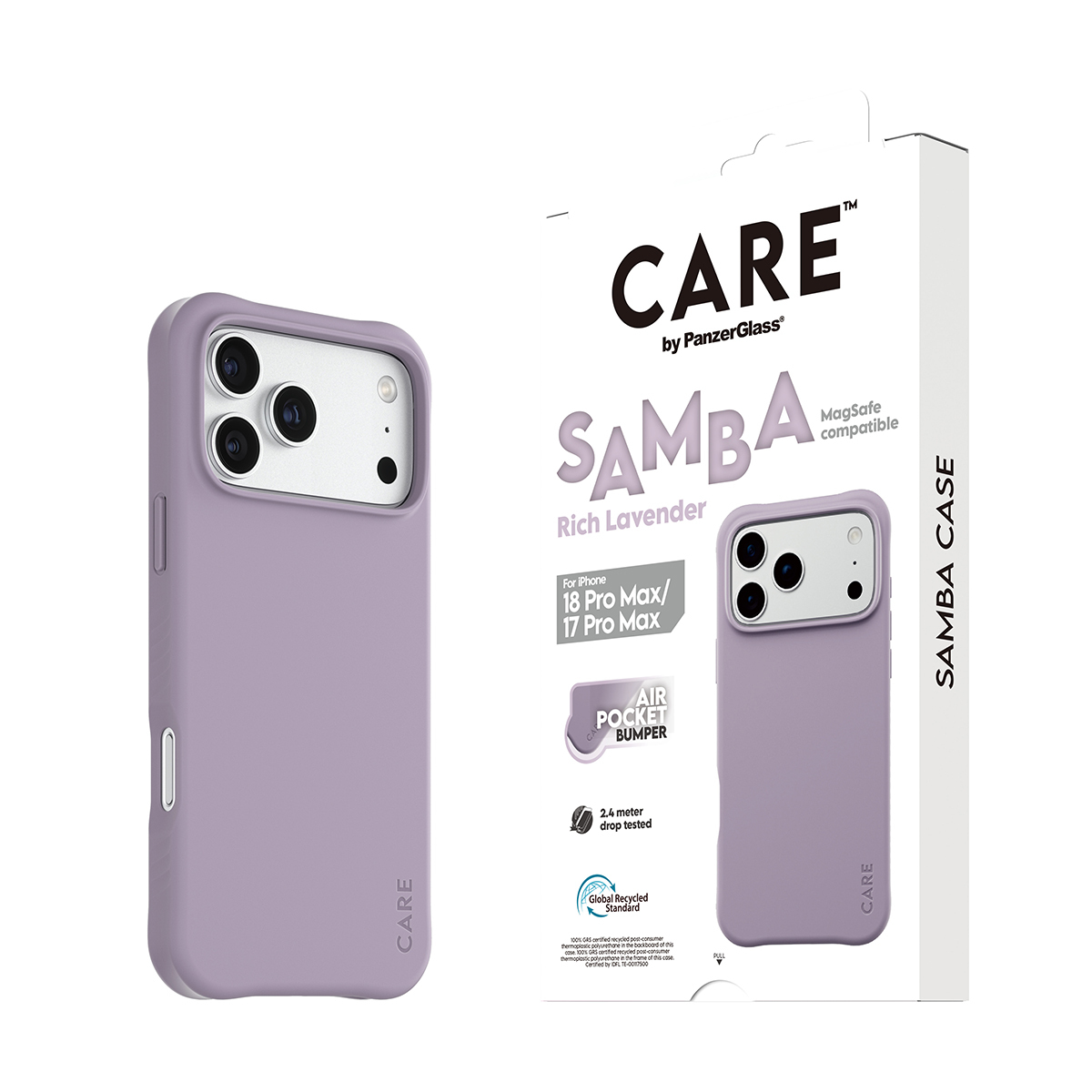 PanzerGlass CARE by � Samba Case Rich Lavender w. White MagSafe iPhone 2026 Pro Max | 17 Pro Max coque de protection pour t�l�phones portables Housse Violet