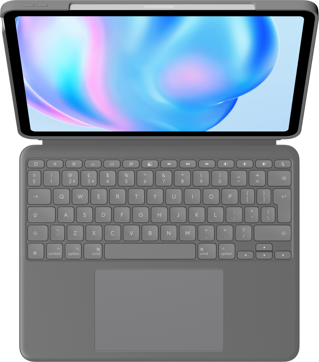 Logitech Combo Touch - Tastatur und Foliohlle - mit Trackpad - hintergrundbeleuchtet - Apple Smart connector - QWERTY - GB - Oxford Gray - fr Apple 13-inch iPad Air (M2)