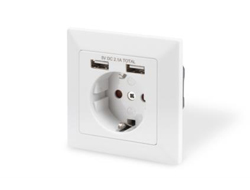 DIGITUS Sicherheits-Steckdose fr Unterputzmontage mit 2 USB-Ports