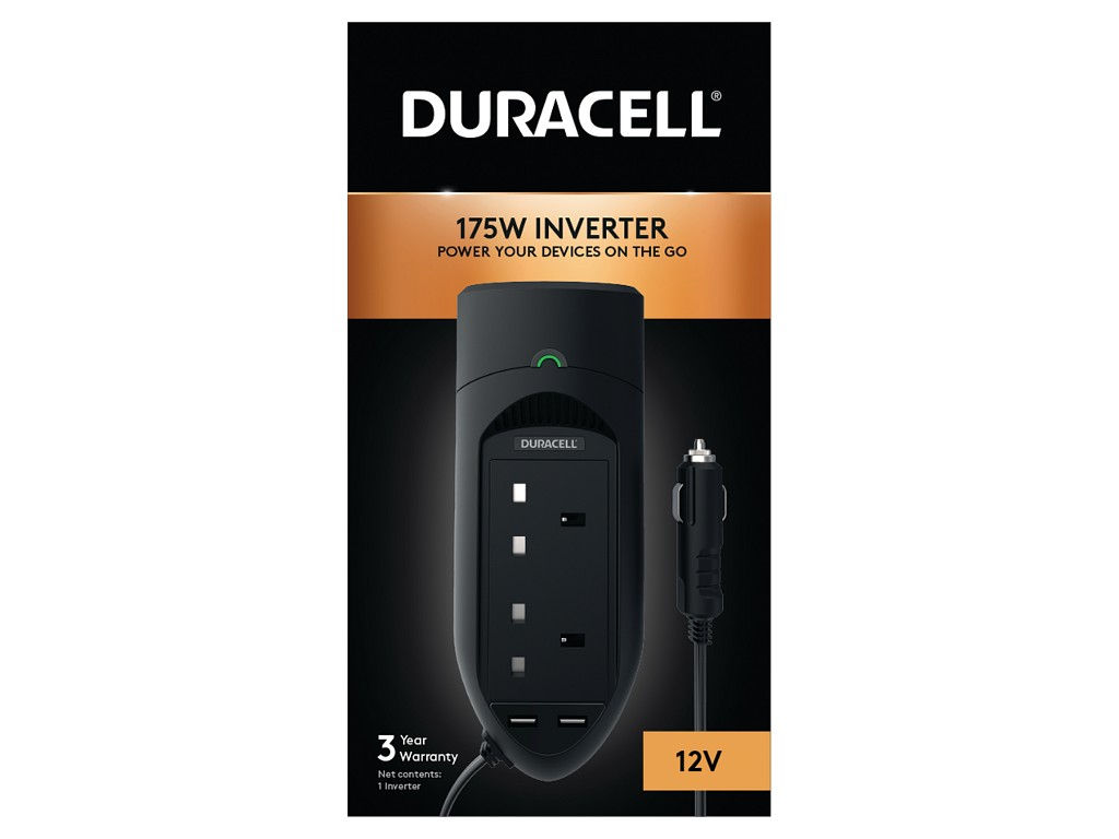 Duracell DRINV15-UK adaptateur de puissance & onduleur Auto 175 W Noir