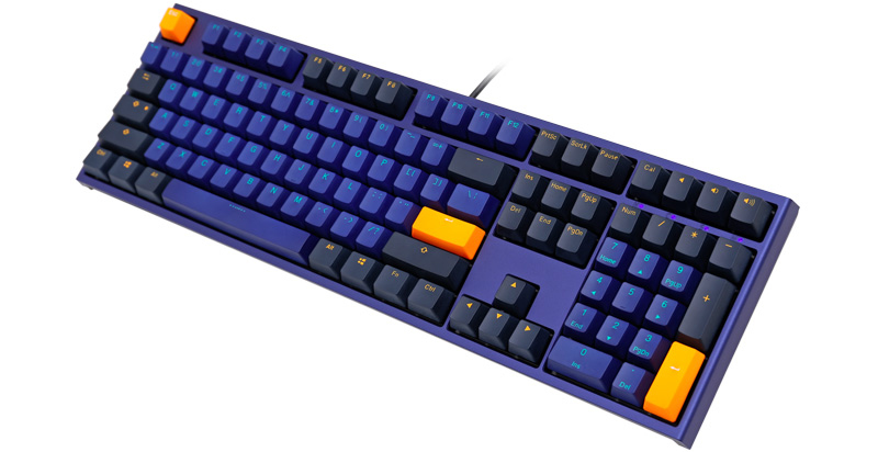 Ducky One 2 Horizon clavier USB Allemand Noir, Bleu, Jaune