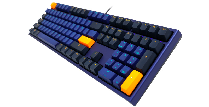 Ducky One 2 Horizon clavier USB Allemand Noir, Bleu, Jaune