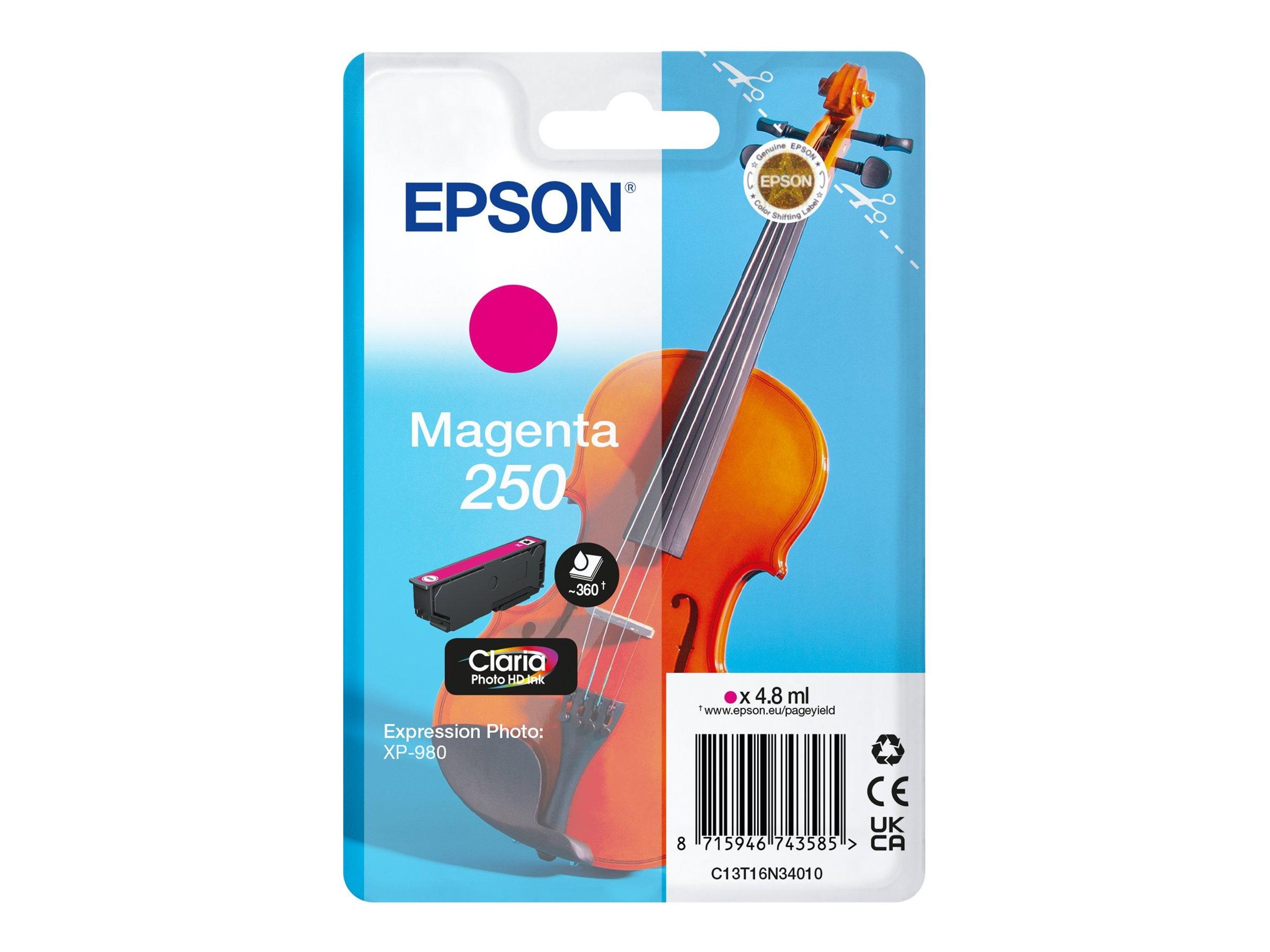 Epson 250 Violin Claria Photo HD cartucho de tinta 1 pieza(s) Original Magenta
