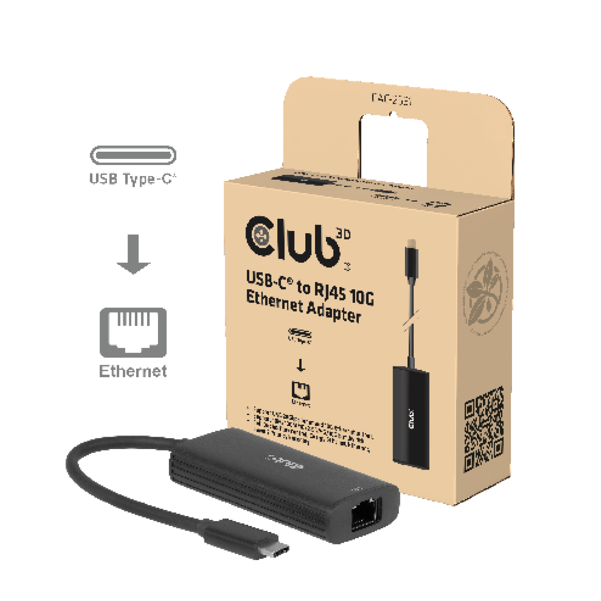 Club 3D Adapter USB Type C -> RJ-45 10G - Adapter - Digital/Daten