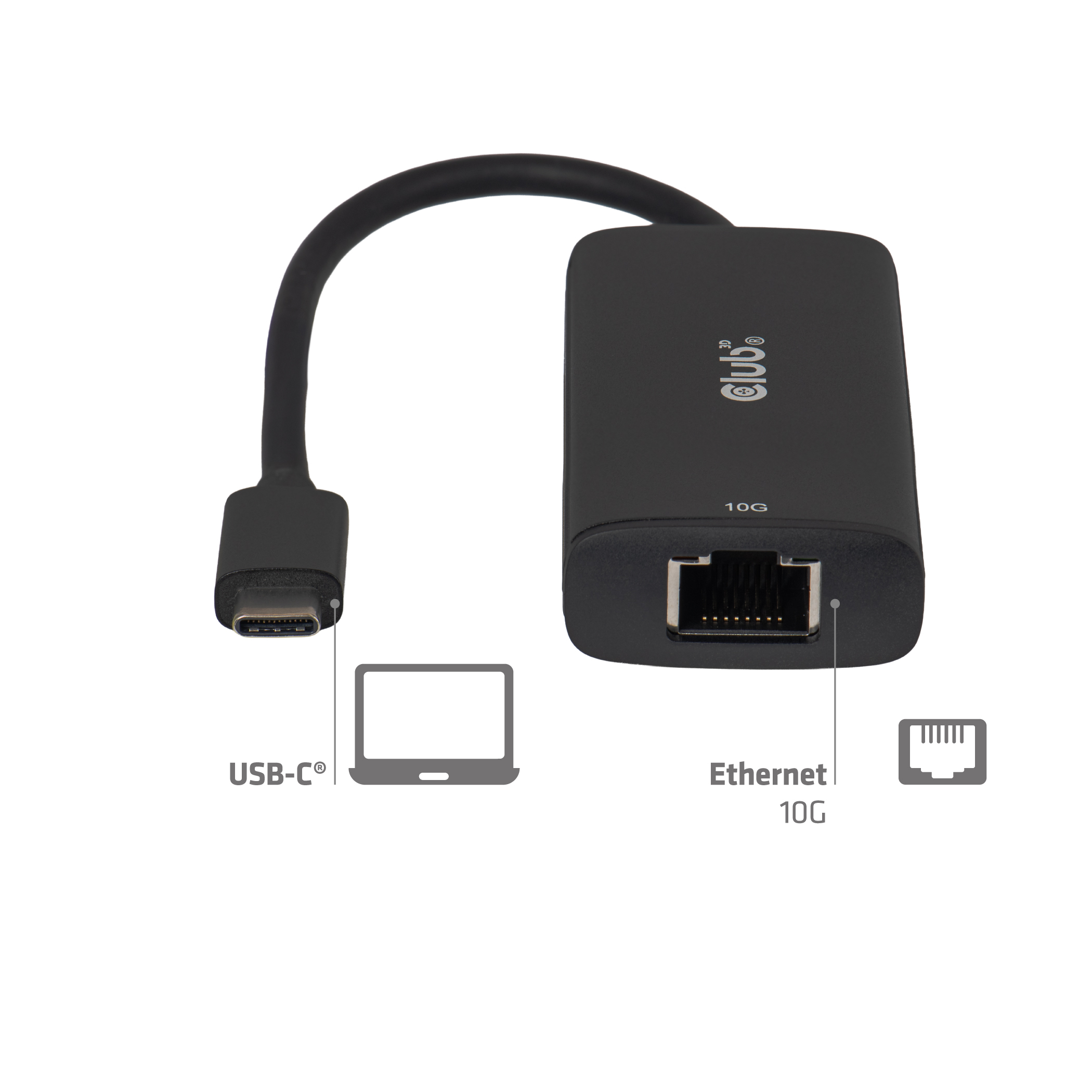 CLUB3D Adaptador USB-C� a RJ45 Ethernet 10G M/F