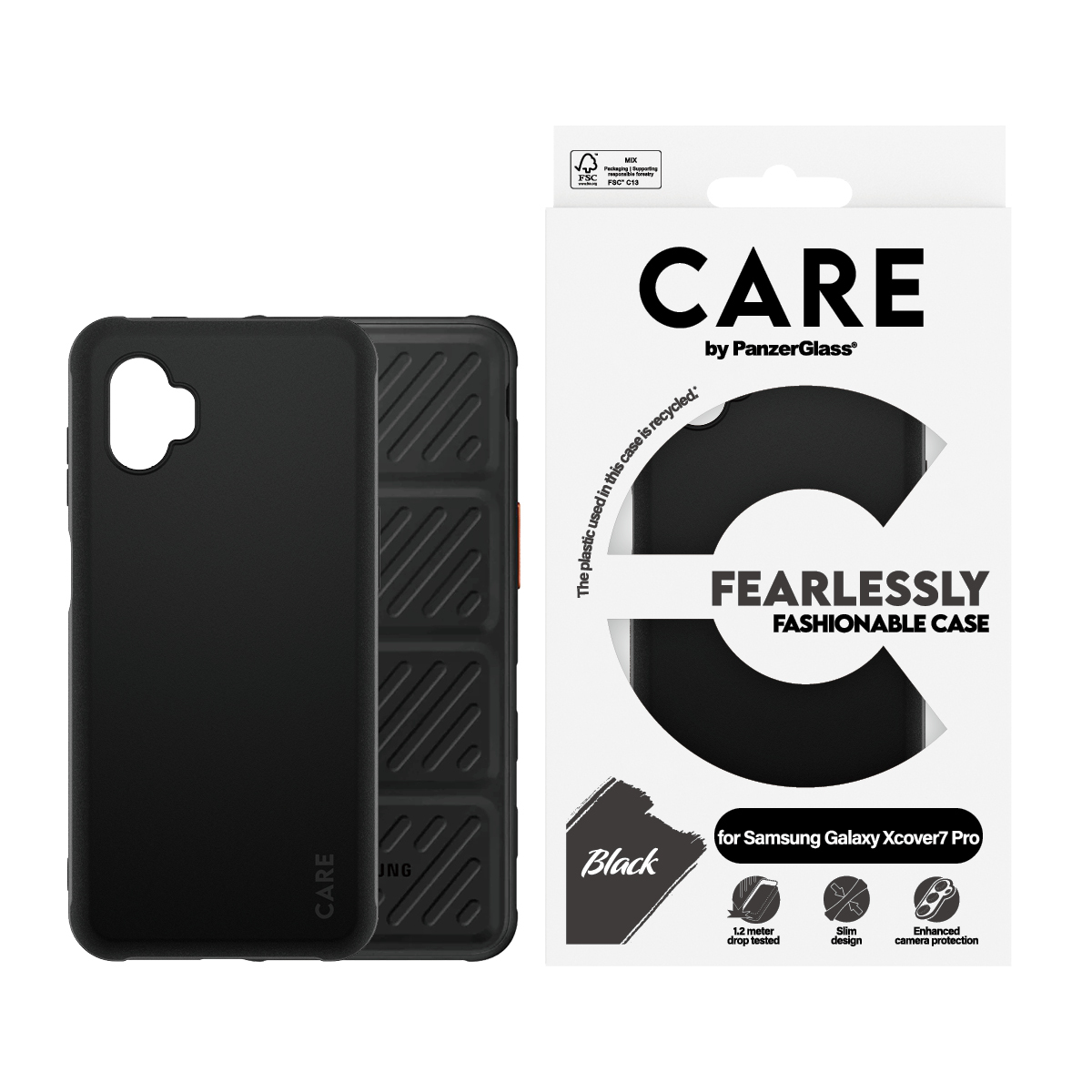 PanzerGlass CARE by � TPU Case Black Samsung Galaxy Xcover7 Pro 5G custodia per cellulare Cover Nero