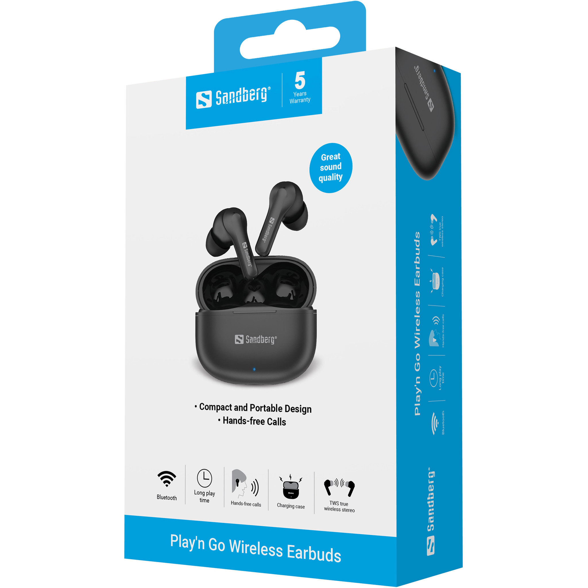 Sandberg 126-51 �couteur/casque True Wireless Stereo (TWS) Ecouteurs Musique/Quotidien Bluetooth Noir