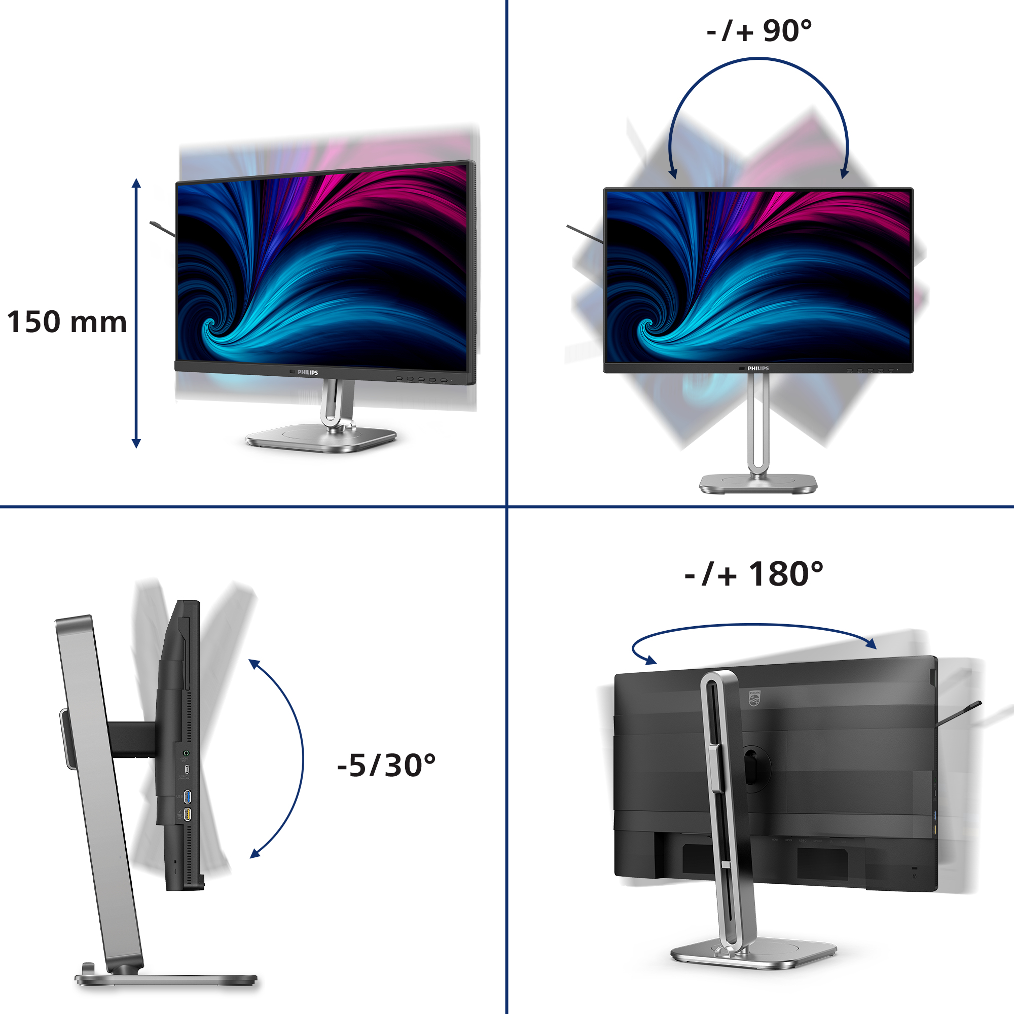 Philips 4000 series 24B2U4301/00 pantalla para PC 60,5 cm (23.8) 1920 x 1080 Pixeles Full HD LCD Gris