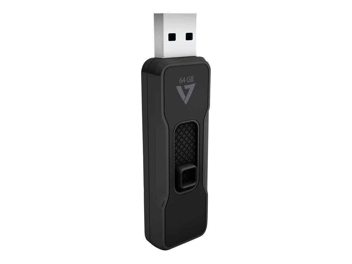 V7 64GB USB 2.0 Flash Drive - With Retractable USB connector