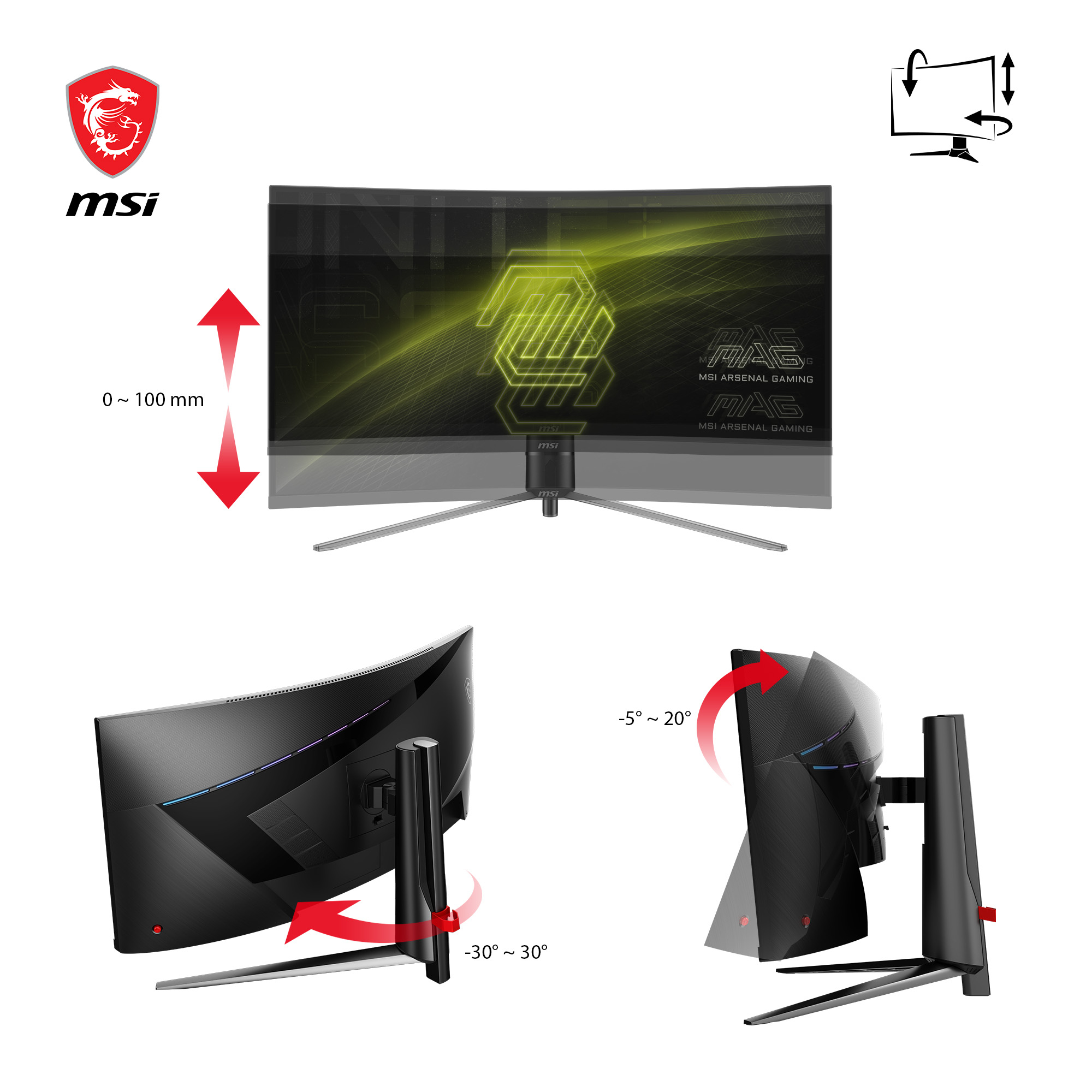 MSI MAG 345CQRDE - LED-Monitor - Gaming - gebogen - 86.4 cm (34)