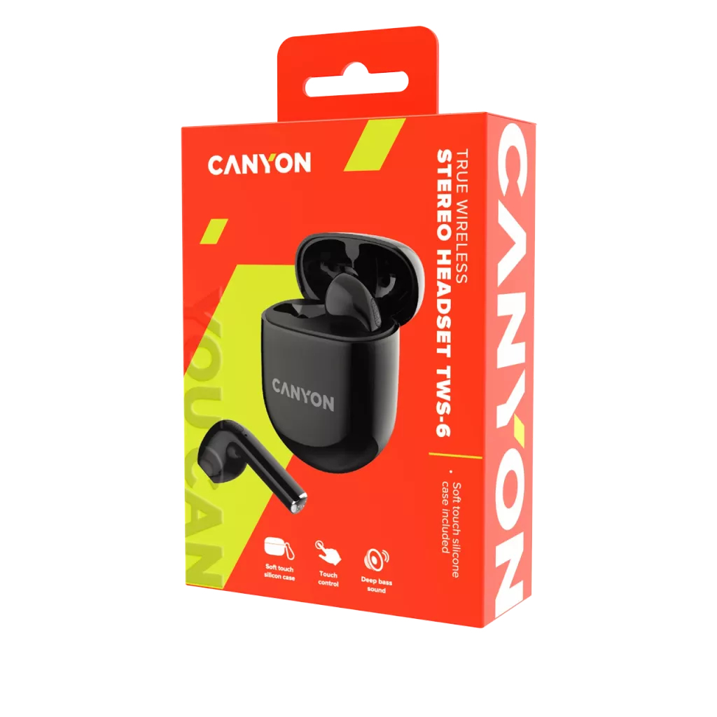 Canyon CNS-TWS6B cuffia e auricolare True Wireless Stereo (TWS) A clip Chiamate/Musica/Sport/Tutti i giorni Bluetooth Nero