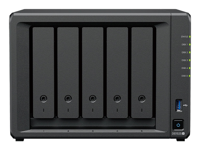 Synology DiskStation DS1525neo+ NAS Desktop AMD Ryzen V1500B 4 GB DDR4 0 TB Synology DSM Black