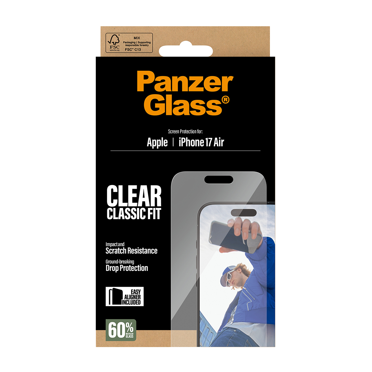 PanzerGlass Screen Protector iPhone 17 Air Classic Fit w. EasyAligner