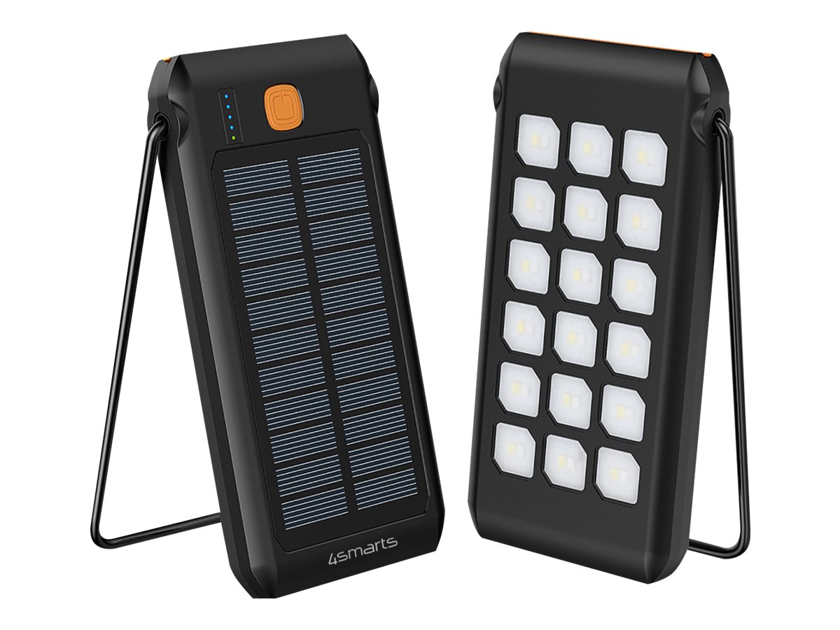 4smarts TitanPack Flex - Solar-Powerbank - mit Stnder und Taschenlampe - Li-Pol - 10000 mAh - 37 Wh - 18 Watt - 3 A - QC 3.0, PD - 2 Ausgabeanschlussstellen (USB, 24 pin USB-C)