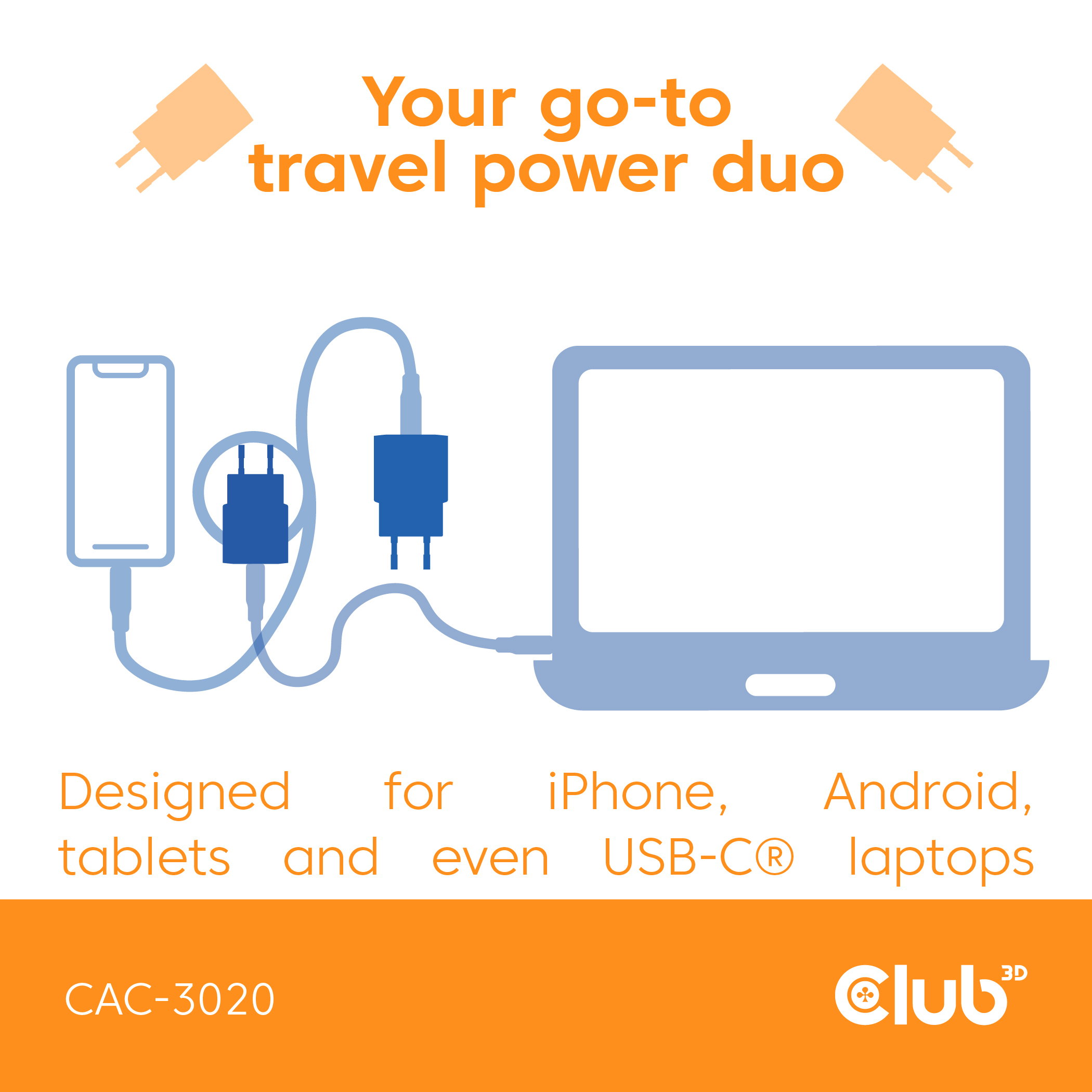 CLUB3D 2-Pack USB C Charger 30 Watt Whit