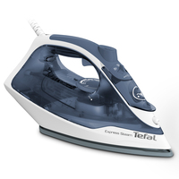Tefal Express Steam FV2837 Ferro da stiro a secco e a vapore Piastra Cerilium 2400 W Blu, Grigio, Bianco