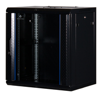 Rockstable 12 HE 19 Wandschrank mit Glastr - Wandmontiertes Regal - 12U - 60 kg - Sperrschloss - Schwarz