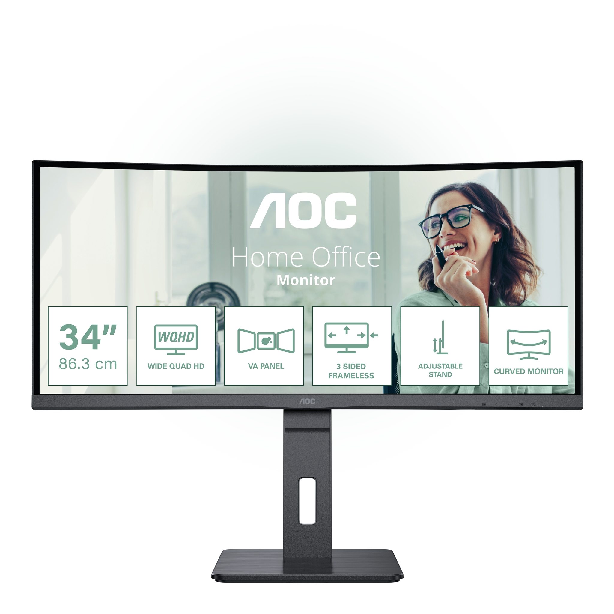 AOC CU34P3CV pantalla para PC 86,4 cm (34) 3440 x 1440 Pixeles UltraWide Quad HD LED Negro
