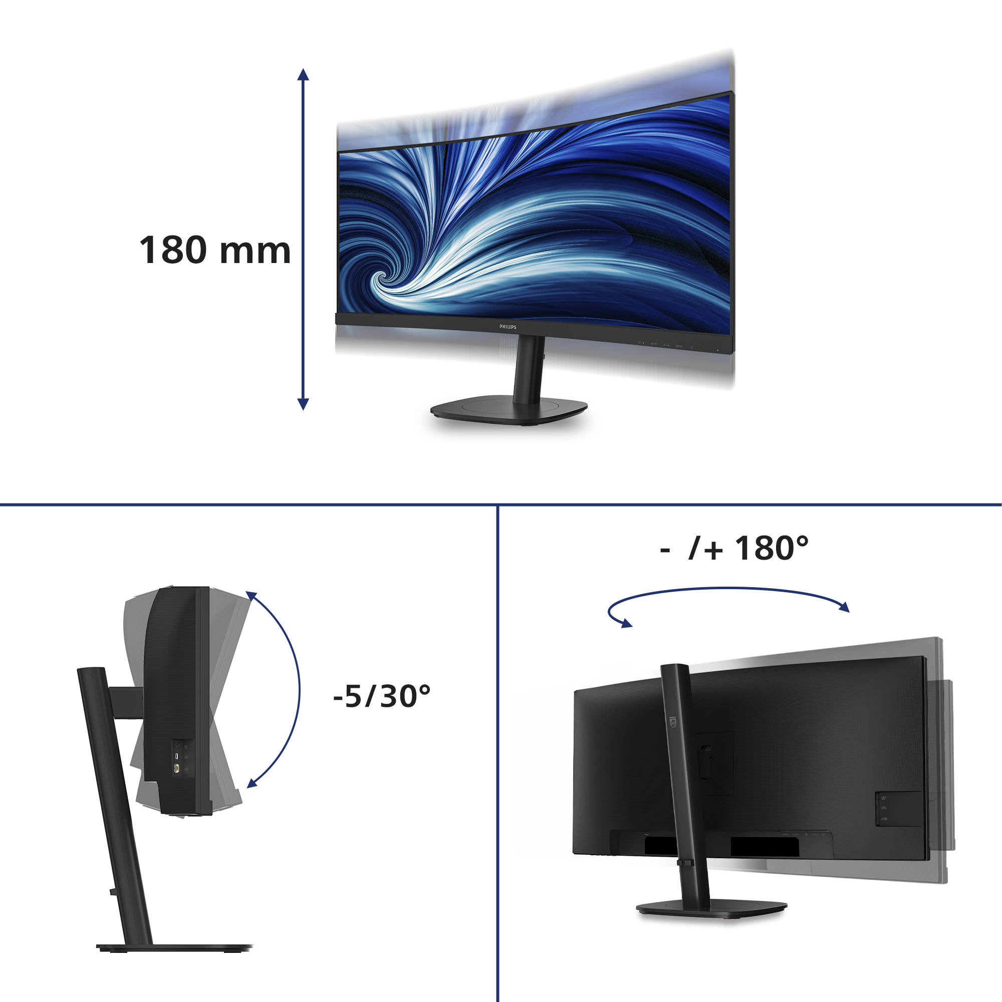 Philips 34B2N3500C - 3000 Series - LED-Monitor - gebogen - 86.36 cm (34)