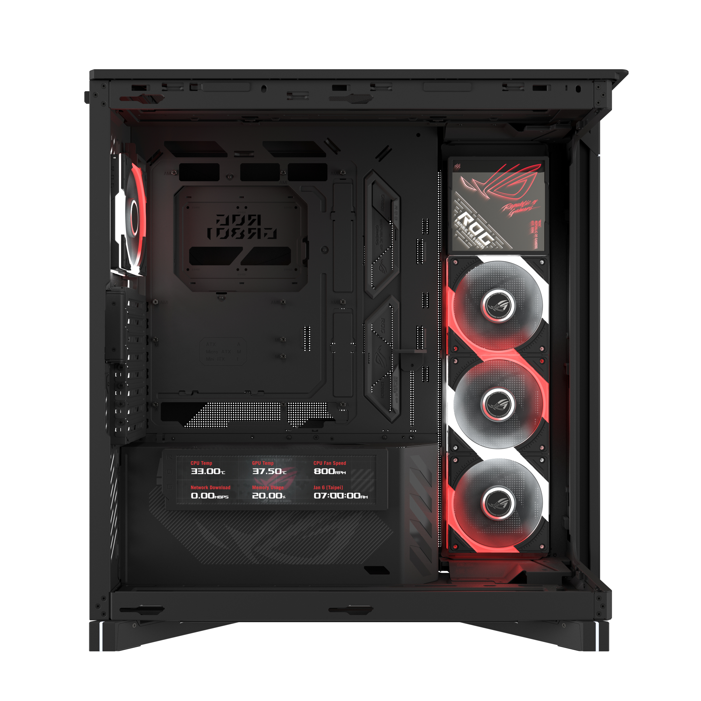 ASUS ROG CRONOX GR801 CURVE TG ARGB BLACK Midi Tower Negro