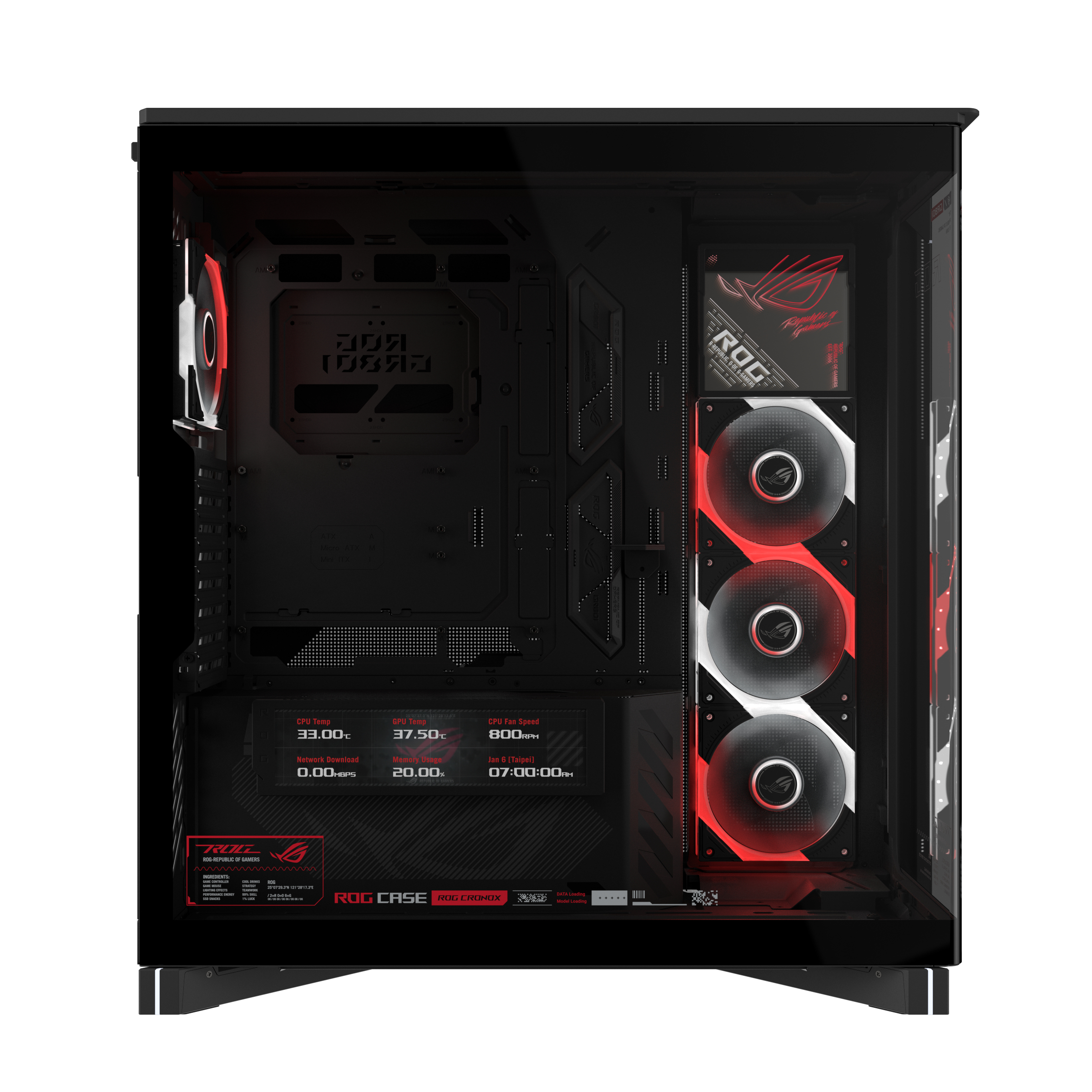 ASUS ROG CRONOX GR801 CURVE TG ARGB BLACK Midi Tower Negro