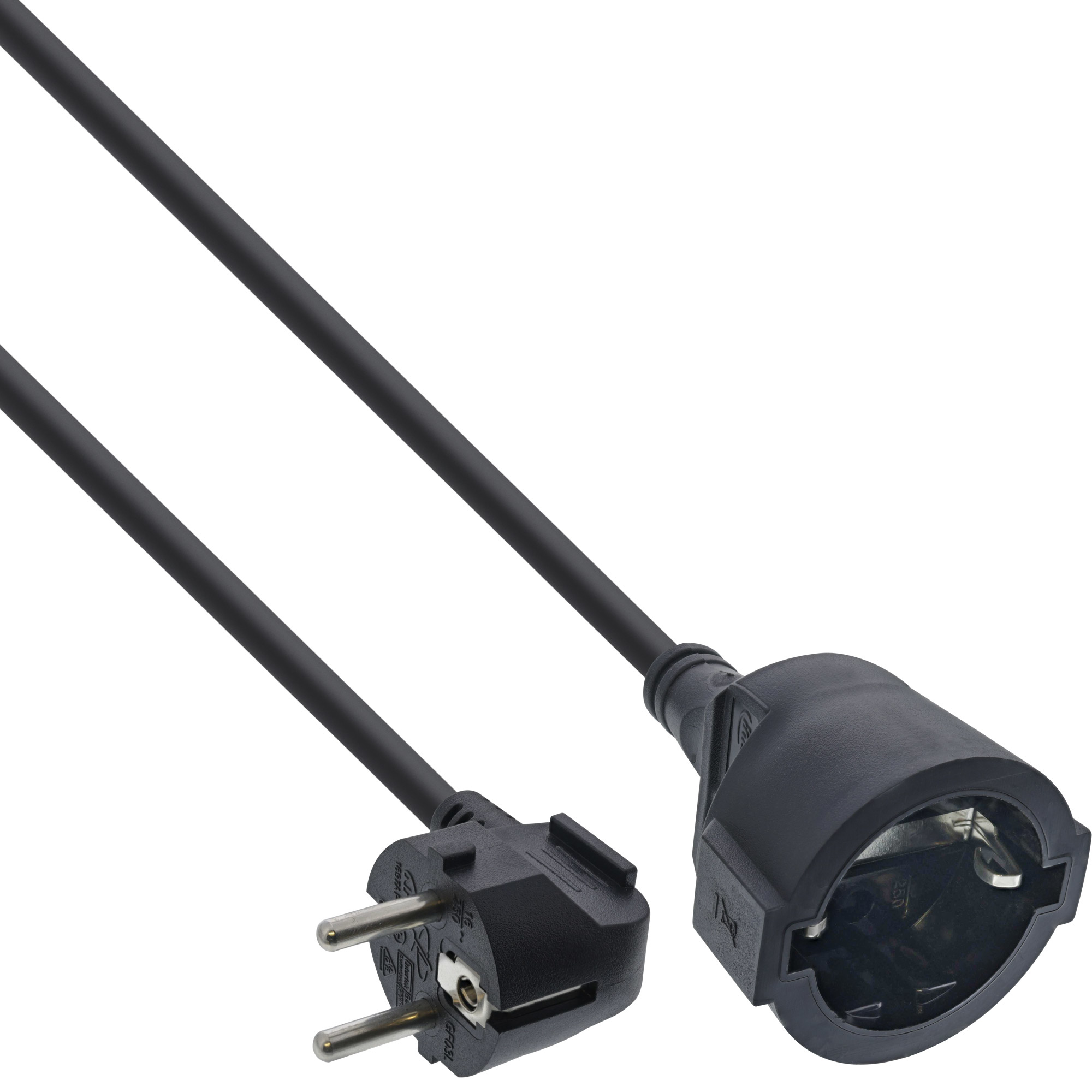 InLine Cavo alimentazione prolunga Sch.ko. angolato CEE-7/7 maschio/femmina, 7m