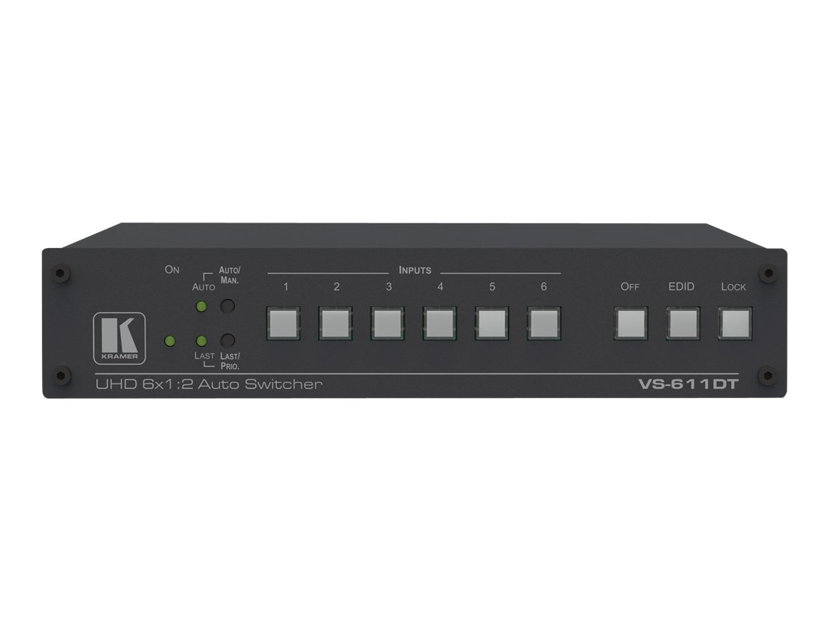 Kramer Electronics Kramer VS-611DT 6x1:2 4K60 4:2:0 HDMI/HDBaseT Extended Reach PoE Auto Switcher