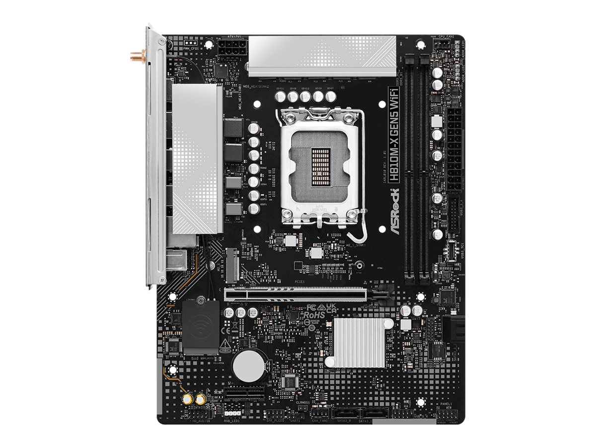 ASRock H810M-X Gen5 WiFi - Motherboard - micro ATX - LGA1851 Sockel - H810 Chipsatz - USB 3.2 Gen 1, USB-C 3.2 Gen 1 - Wi-Fi 6, Bluetooth, 2.5 Gigabit LAN - Onboard-Grafik (CPU erforderlich)