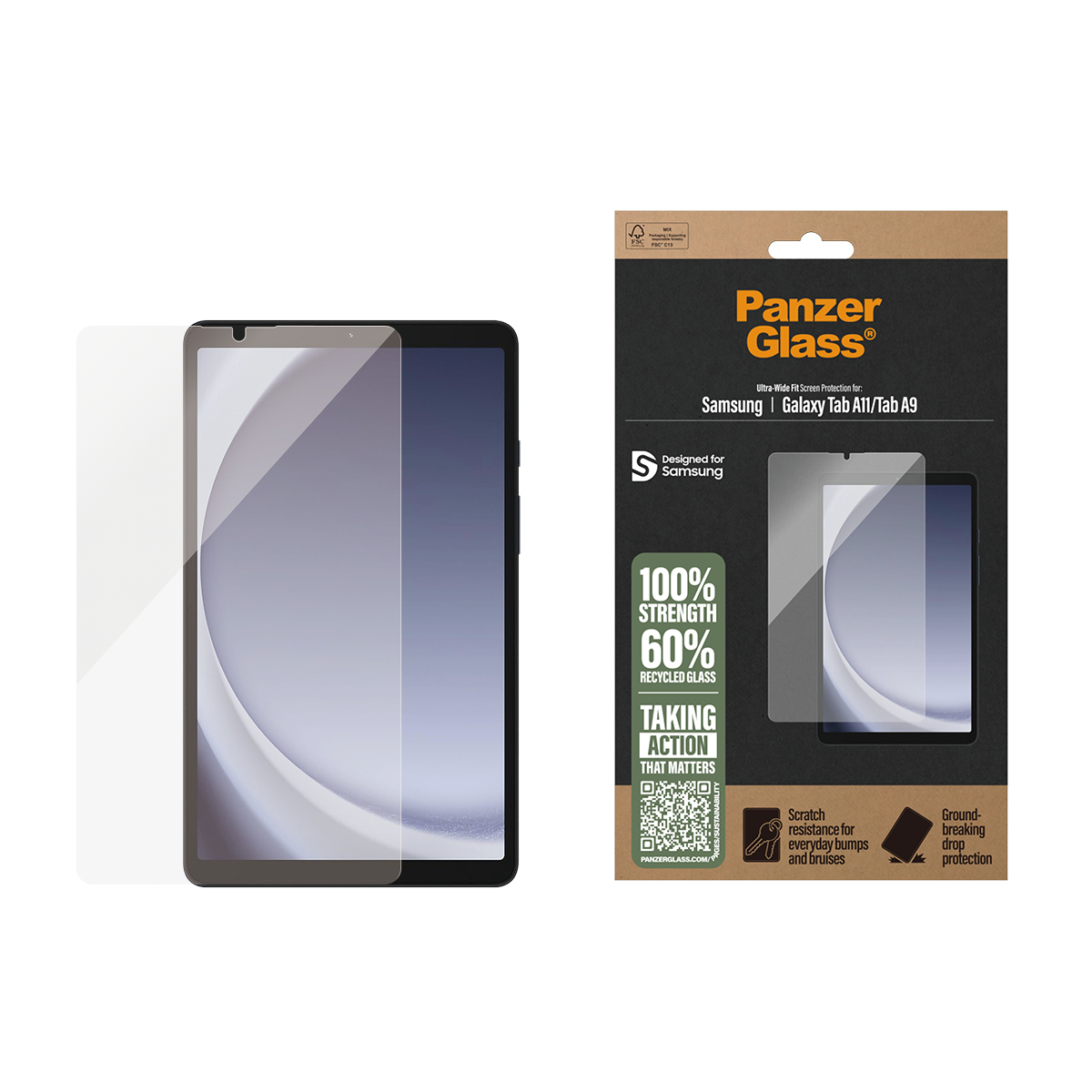 PanzerGlass � Screen Protector Samsung Galaxy Tab A11 | Tab A9 | Ultra-Wide Fit Protector de pantalla 1 pieza(s)