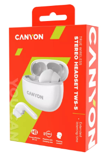 Canyon CNS-TWS5W auricular y casco Auriculares Inalmbrico Dentro de odo Llamadas/Msica/Deporte/Uso diario USB Tipo C Bluetooth Blanco