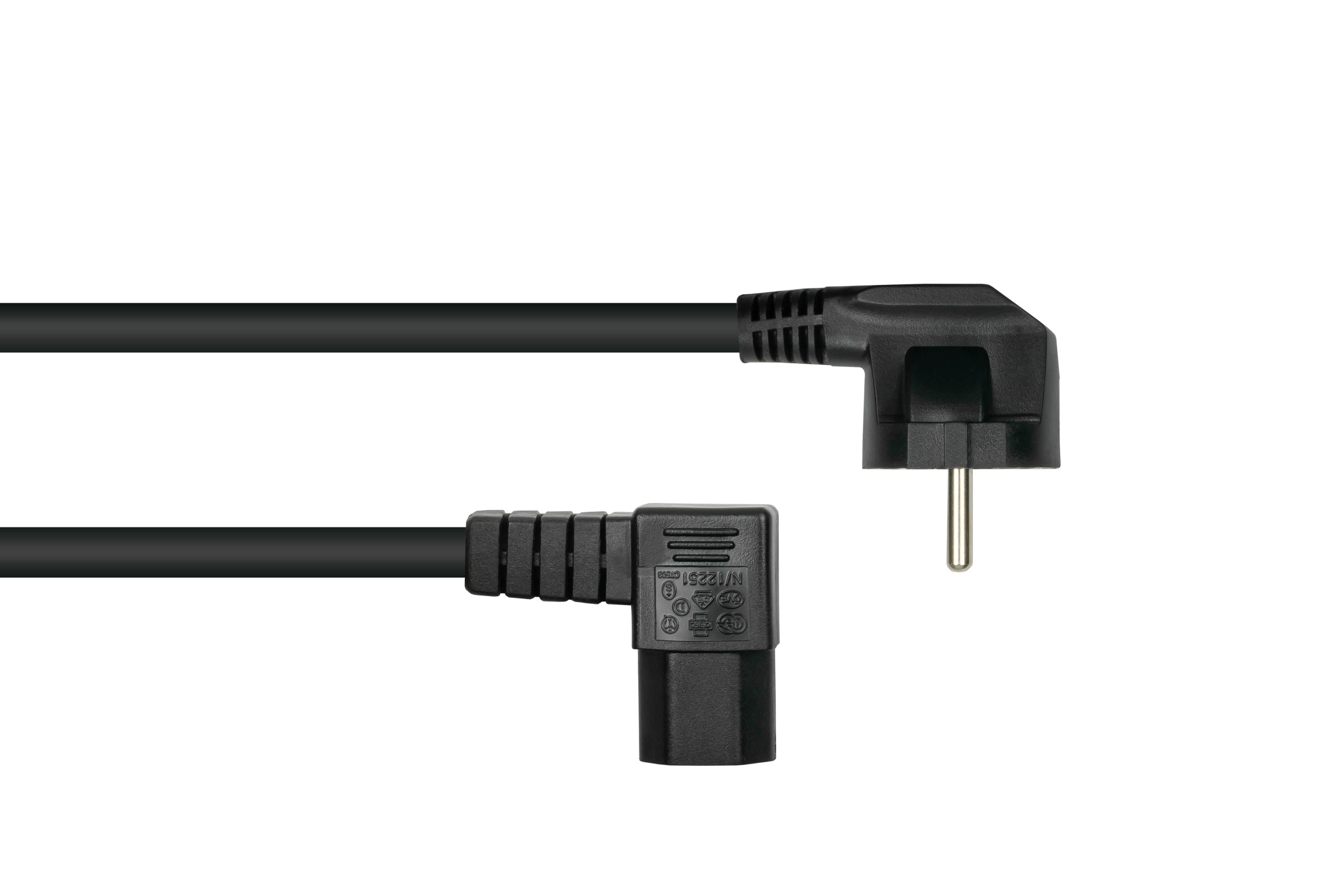 kabelmeister Netzkabel Schutzkontakt-Stecker Typ E+F (90 gew.) an Warmgerte-Buchse C15 (r. gew.),
