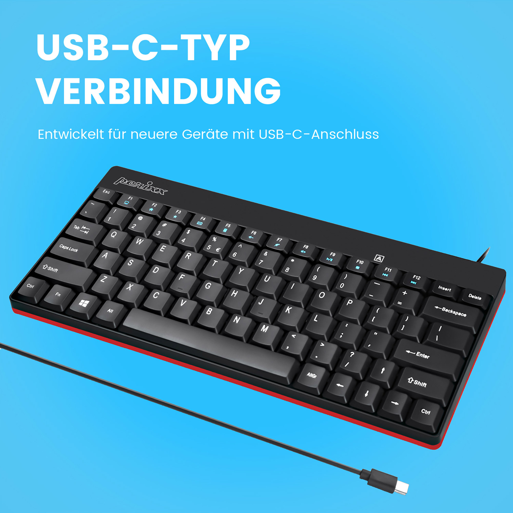 Perixx 11670 keyboard USB QWERTY German, US English Black