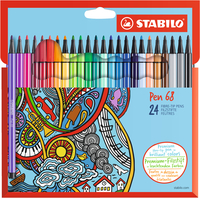 STABILO Pen 68 - Fein - 24 Farben - Mehrfarben - Rundspitze - 1 mm - Mehrfarben