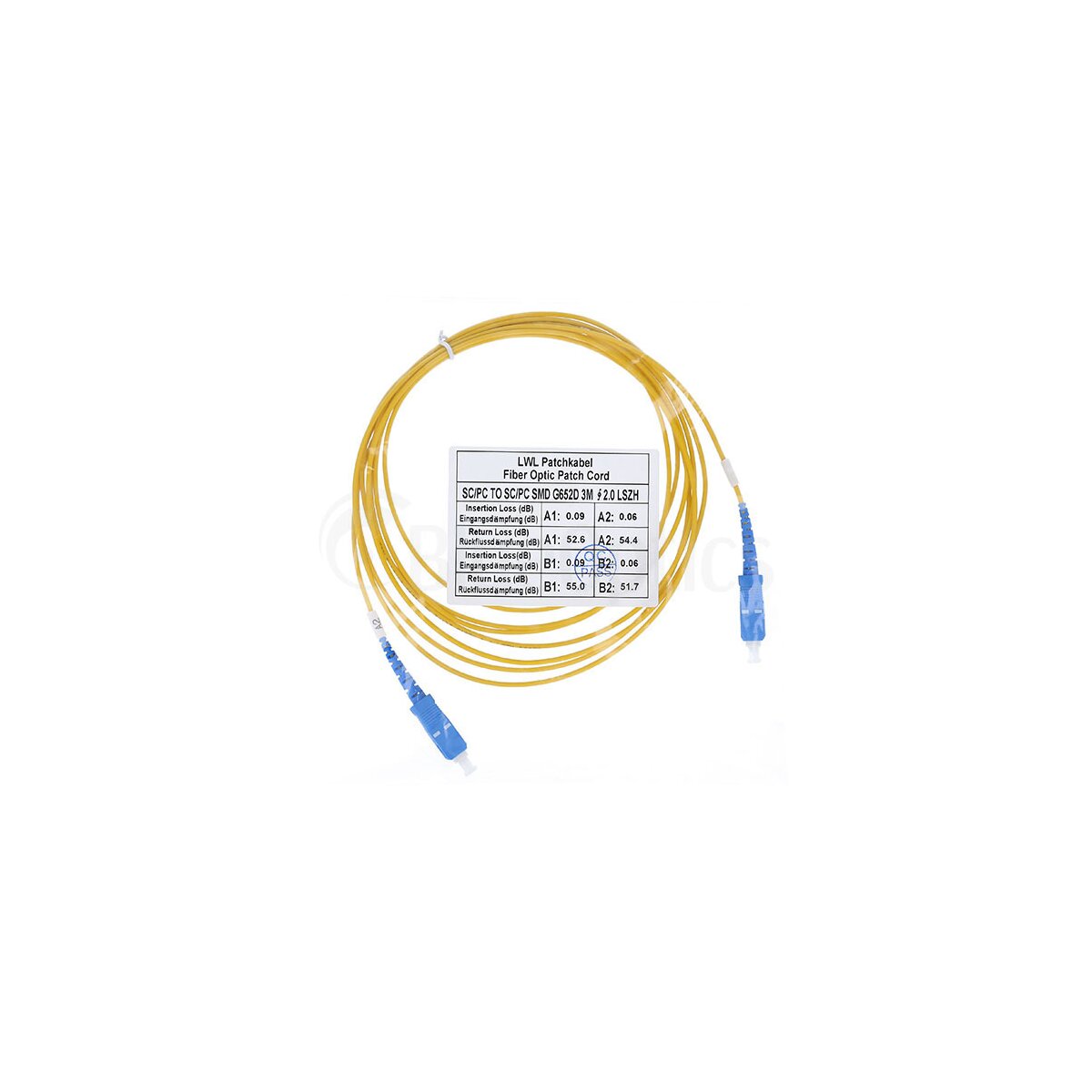 BlueOptics SFP2222BU15MK c�ble de fibre optique 15 m SC G.657.A1 Jaune