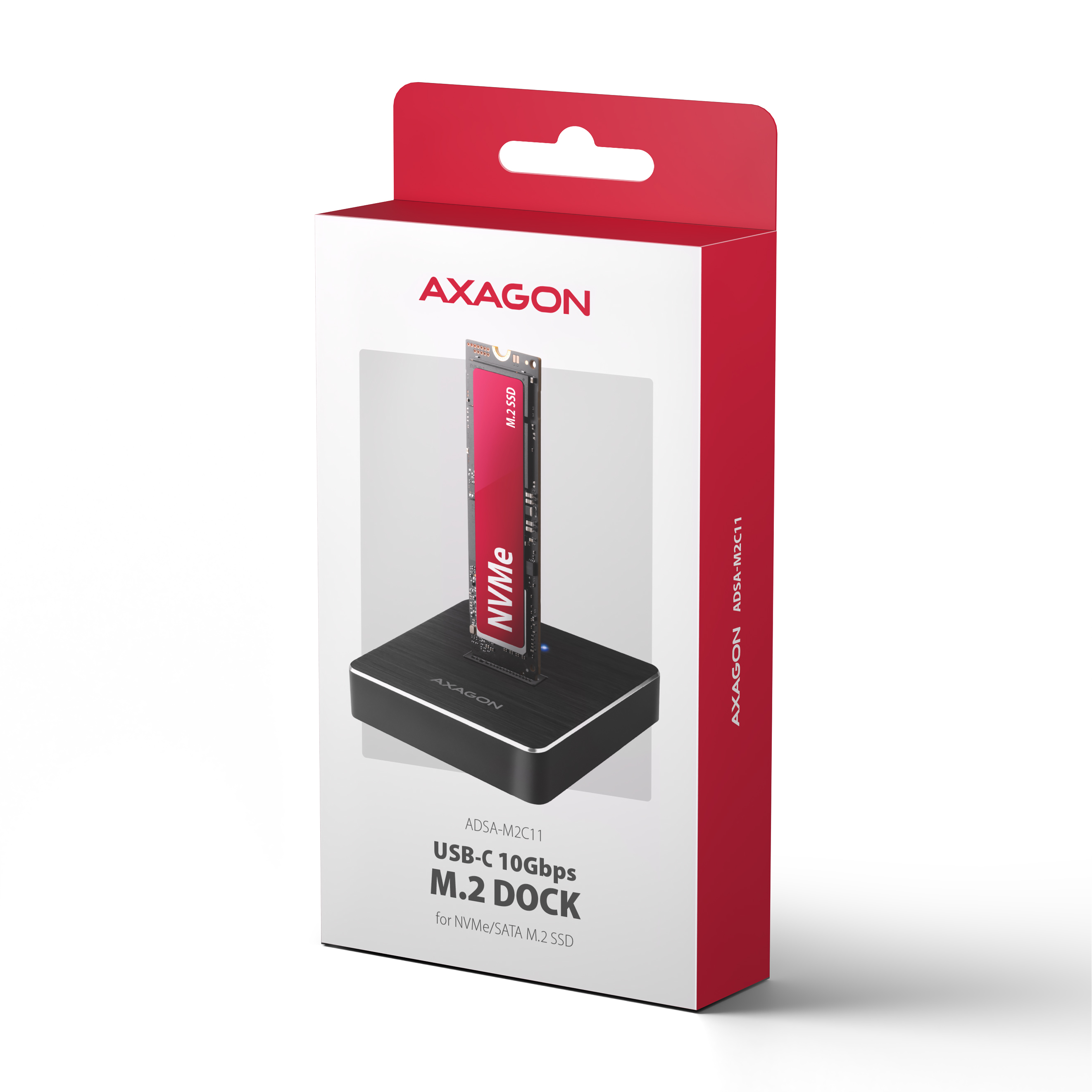 Axagon ADSA-M2C11 base de conexi�n para disco duro USB 3.2 Gen 2 (3.1 Gen 2) Type-C Negro