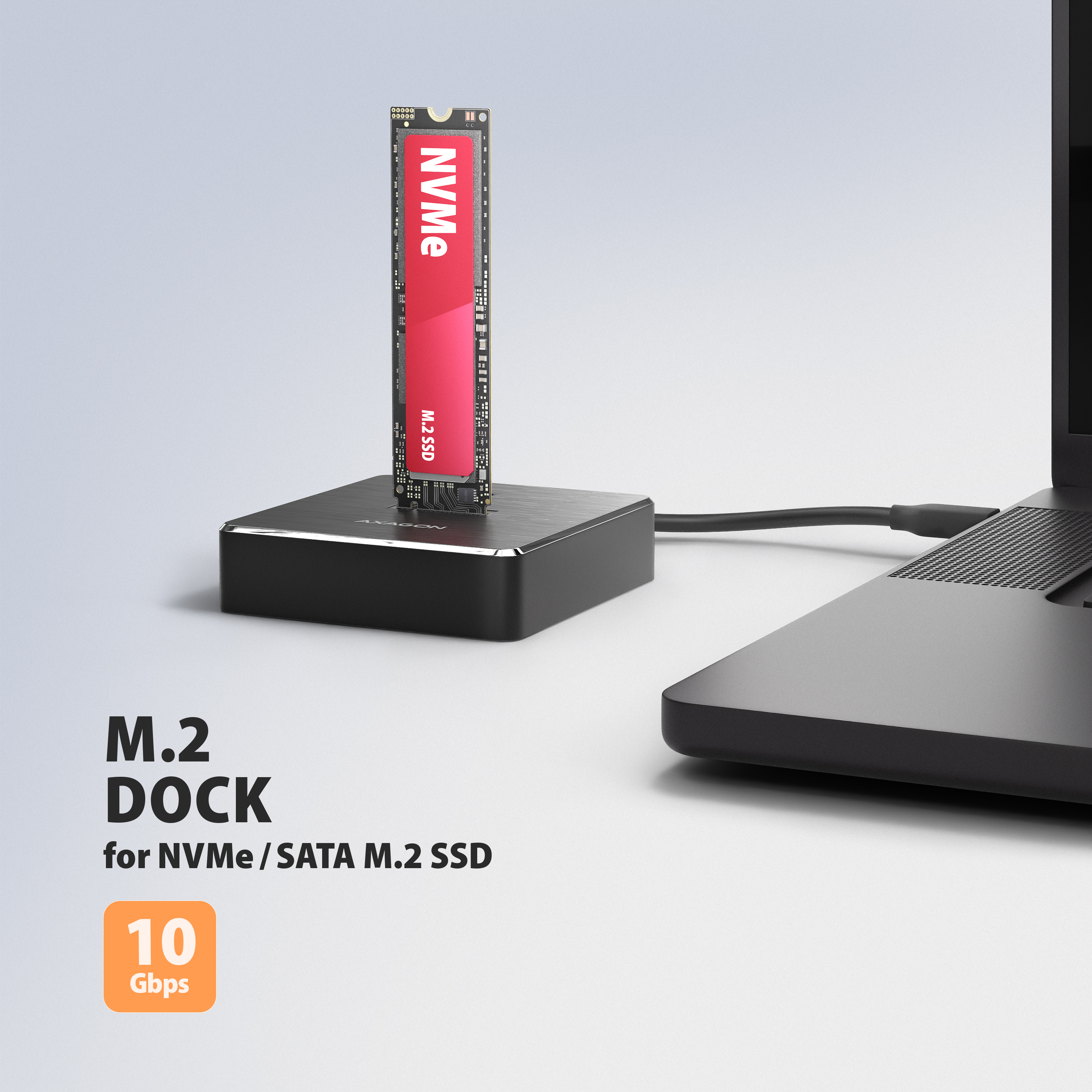 Axagon ADSA-M2C11 base de conexi�n para disco duro USB 3.2 Gen 2 (3.1 Gen 2) Type-C Negro